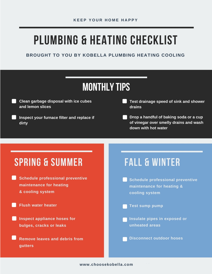 new home maintenance plumbing and heating checklist