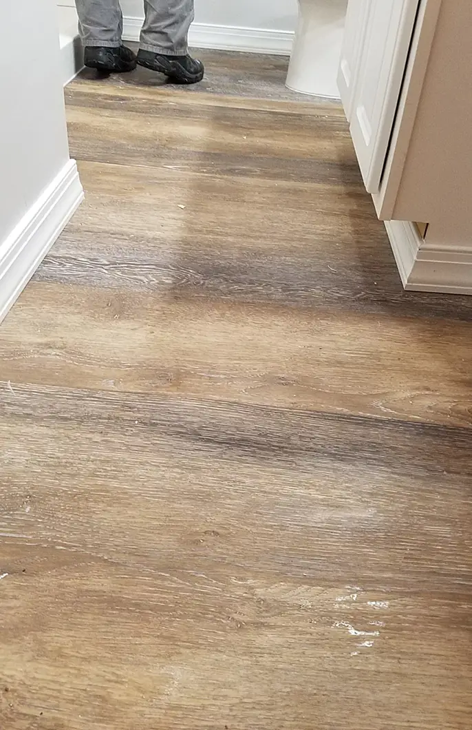 New flooring in a bathroom project