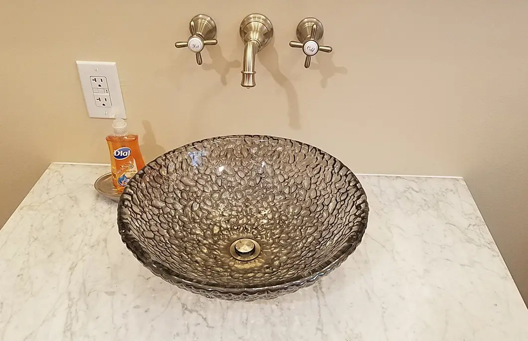 A sleek, newly installed bathroom sink