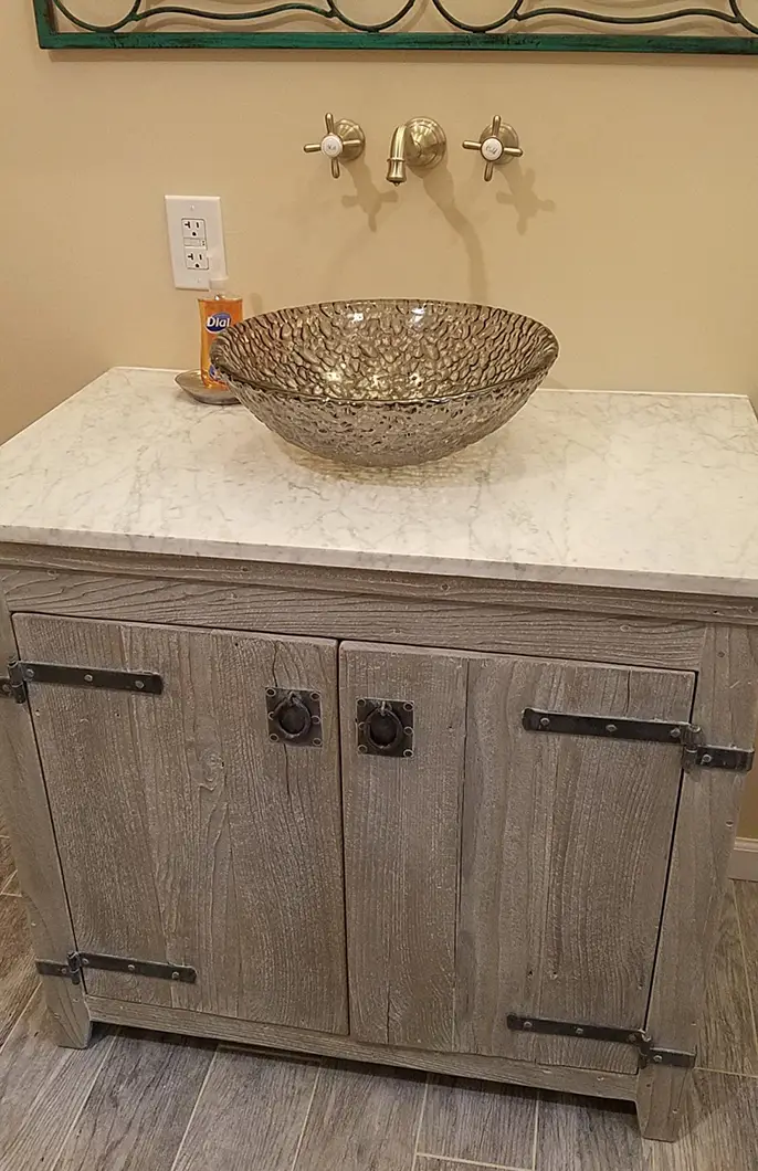 A newly installed sink with an elevated basin