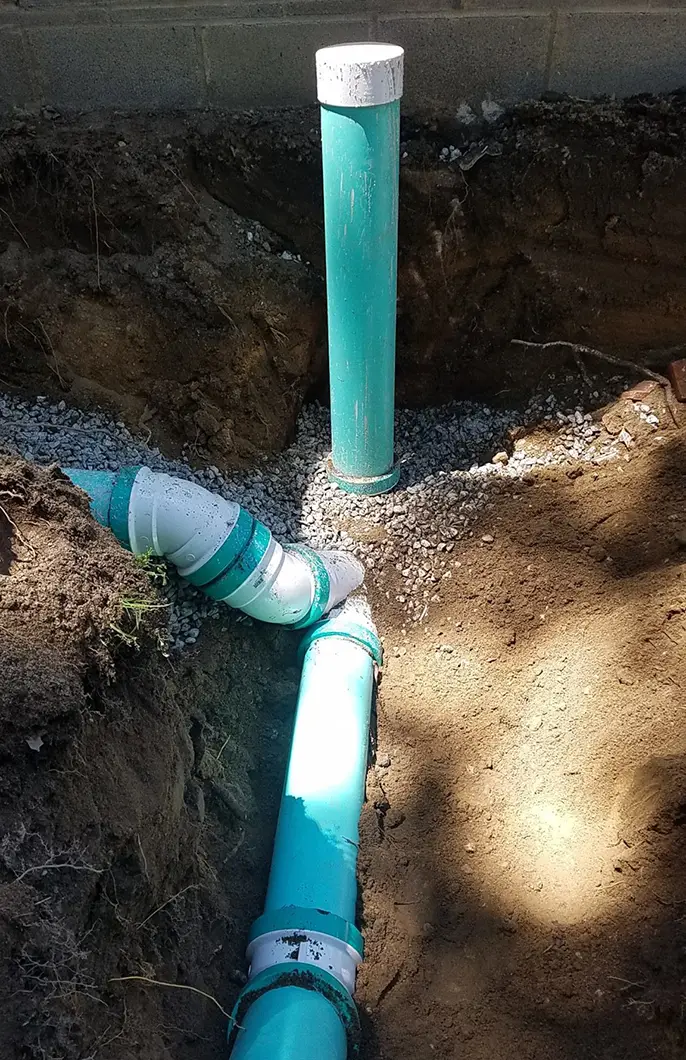 Water lines being installed outside of a customer's home