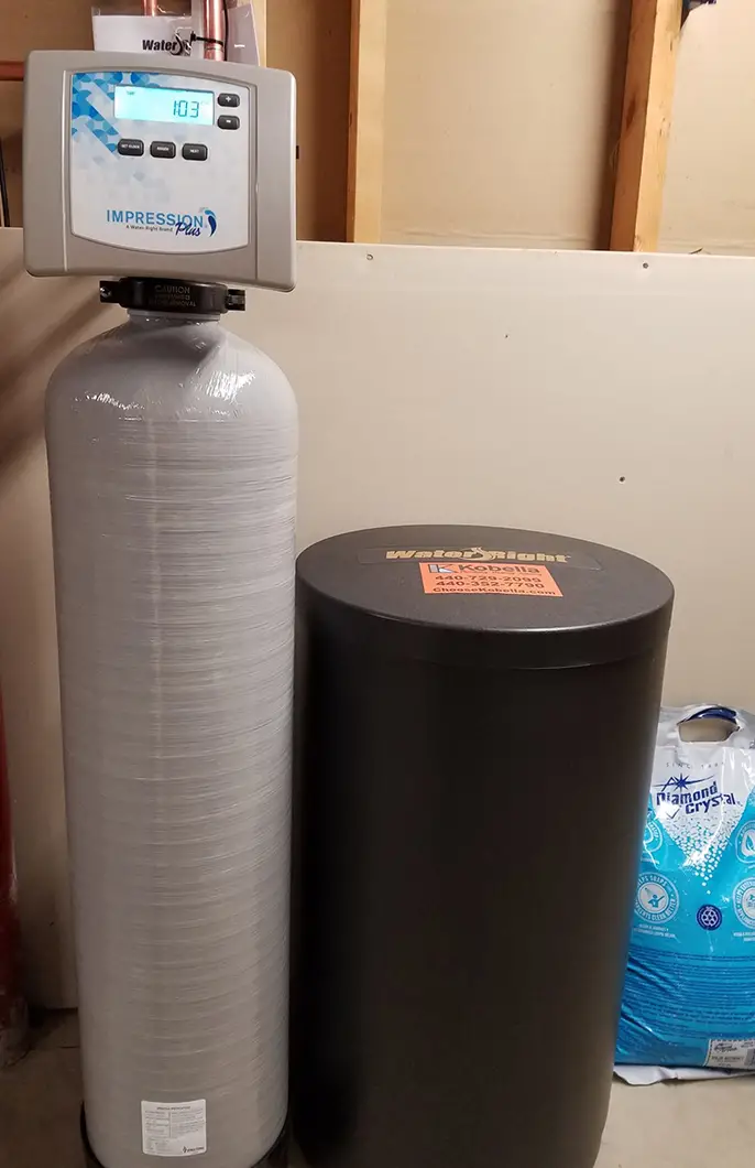 A newly installed water softener