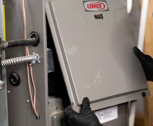 Lennox brand furnace being installed